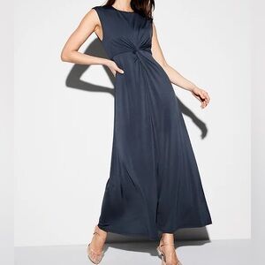 Twist-front Maxi Dress The Occasion by Old Navy Sz Large Navy Blue Sleeveless